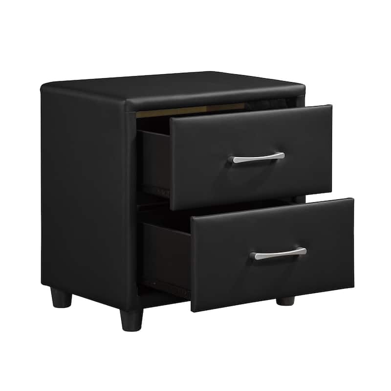 Contemporary Durable Faux Leather Covering 1pc Nightstand of Drawers Bar Pulls Stylish Furniture