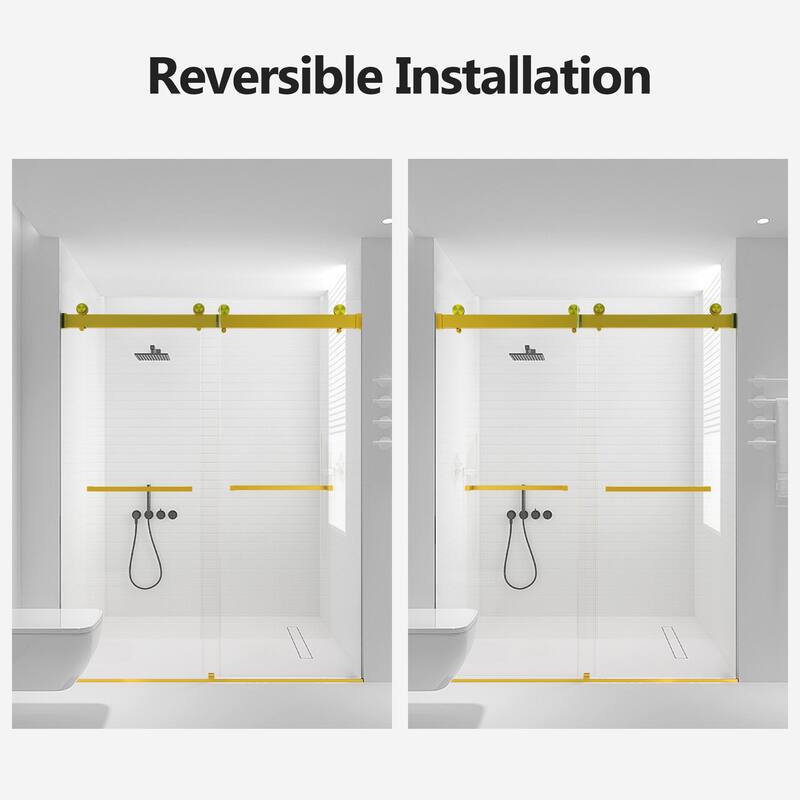 56-60 inches W *76 inches H Frameless Double Sliding