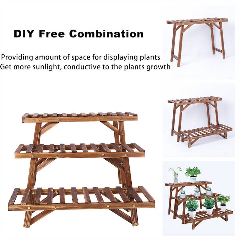 DIY Wood Plant Ladder Bench 3 Tiered Plant Stand Step Planter Indoor Outdoor