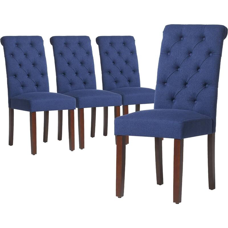 Tufted Parsons Upholstered Dining Side Chairs with Solid Wood Legs and Padded Seat