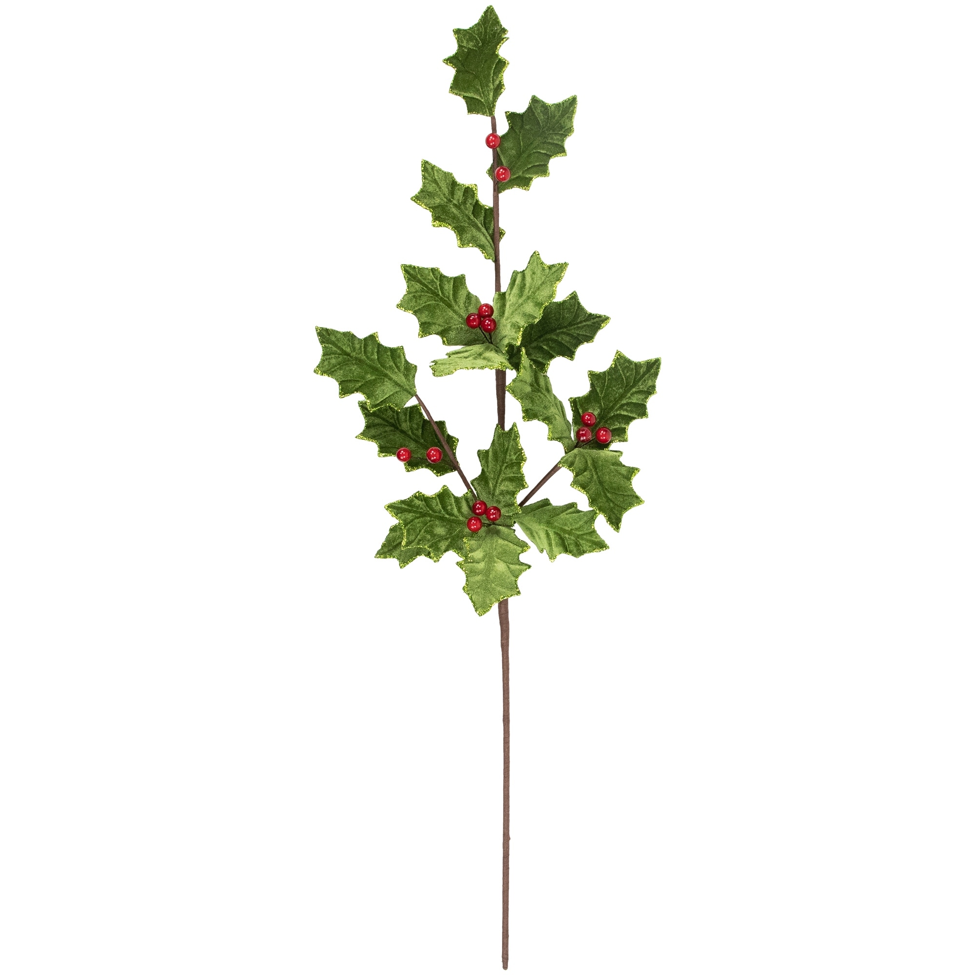 31" Green and Red Glittered Mistletoe Spray