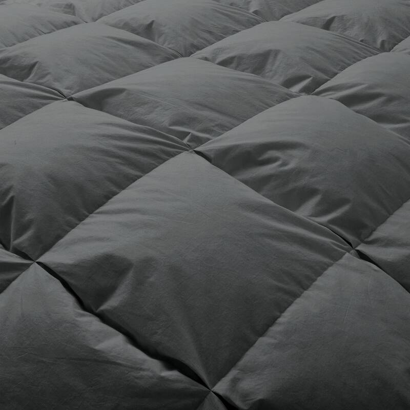 All Season 100% Cotton White Goose Feather Down Comforter with Pinch Pleat Design