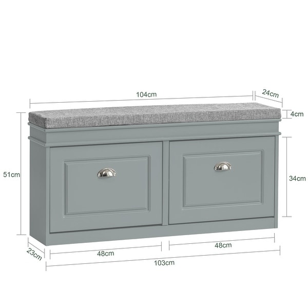 SoBuy FSR64-W, Hallway Shoe Bench Storage Cabinet With Flip-Drawer