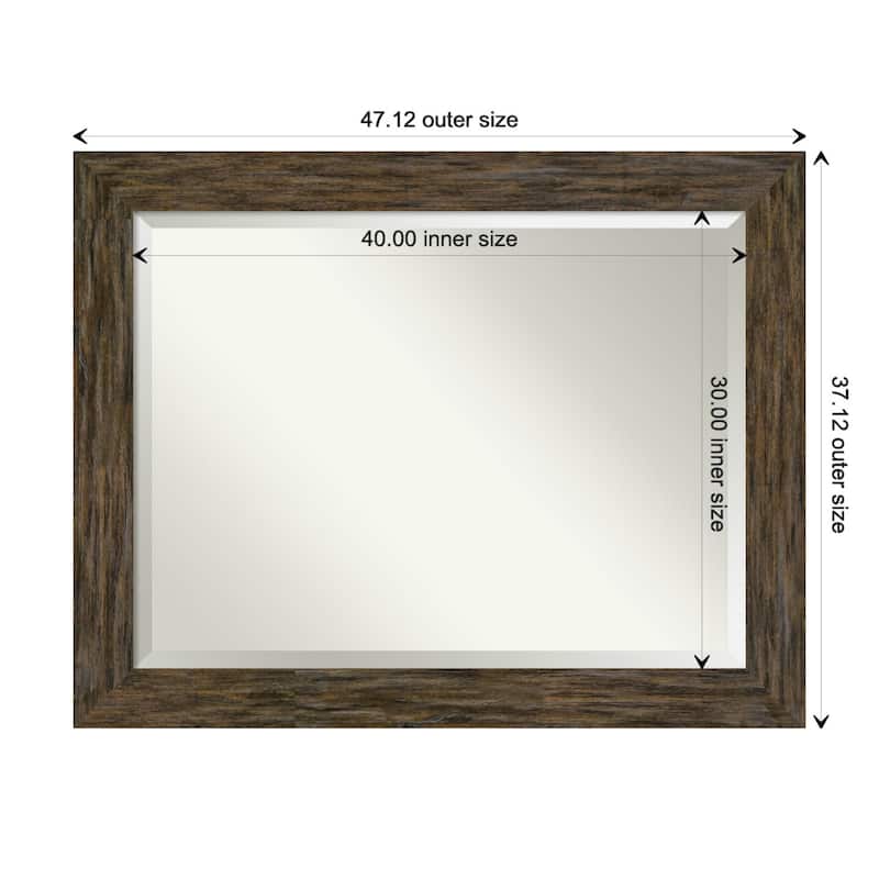 Beveled Wood Bathroom Wall Mirror - Fencepost Brown Frame