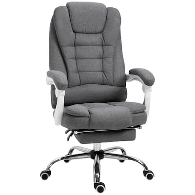 Modern High Back Office Chair Stylish Linen-Fabric Computer Chair with Footrest and Tilt, for Office