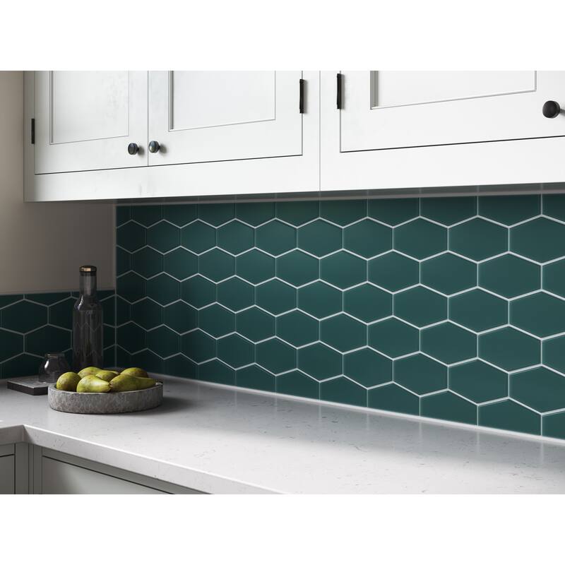 Long Hex 11 in. x 11 in. Glass Mesh-Mounted Mosaic Tile