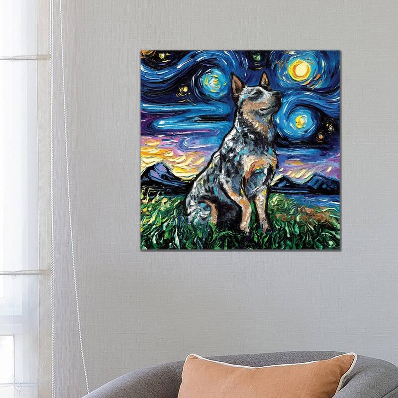 iCanvas "Blue Heeler Night" by Aja Trier Canvas Print - 26x26x1.5