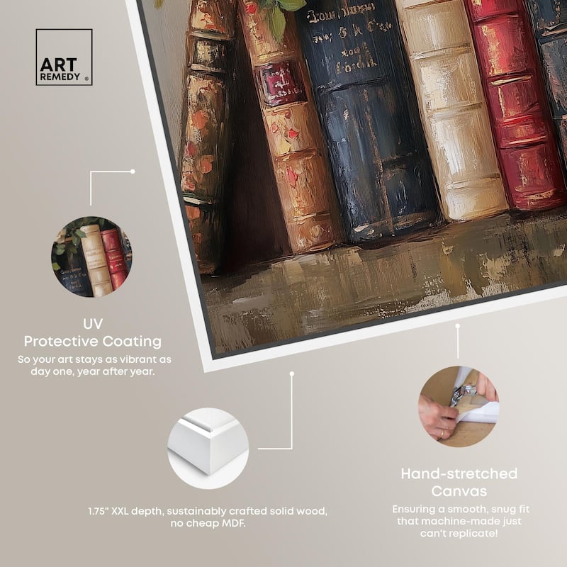 Bookshelf Bouquet I Canvas by Art Remedy