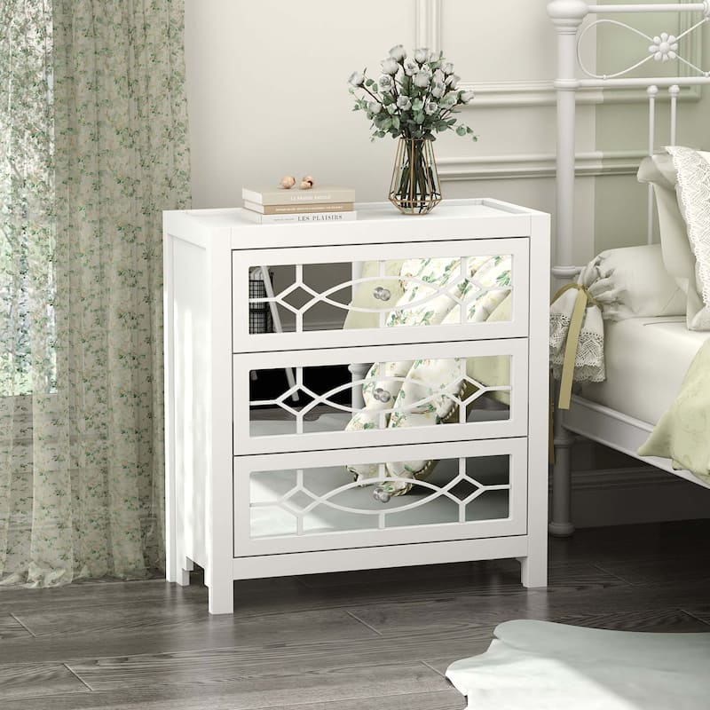26"W Chest, Mirrored Nightstand, Side Cabinet,Beside Table