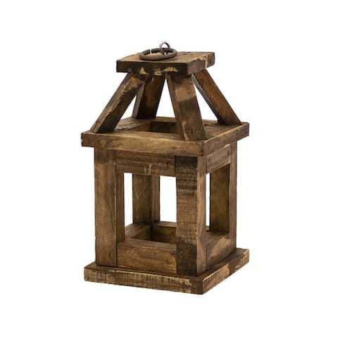Rustic Arrow Wooden Square Lantern - 6in L x 6in W x 10in H