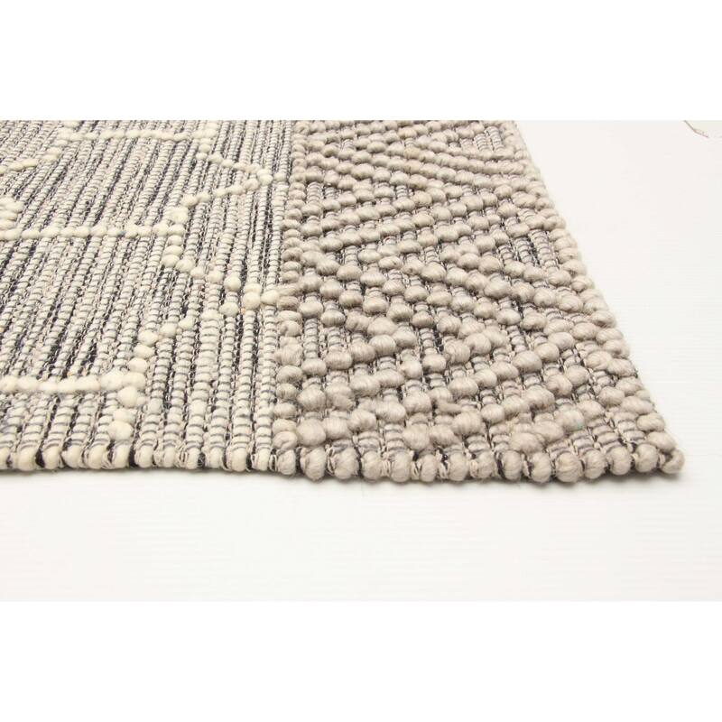 ECARPETGALLERY Braid weave Sienna Grey Wool Rug - 4'11 x 7'9