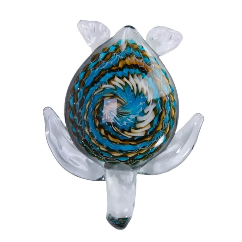 Blue/Brown Swirl Turtle Glass