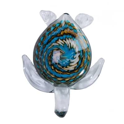 Blue/Brown Swirl Turtle Glass