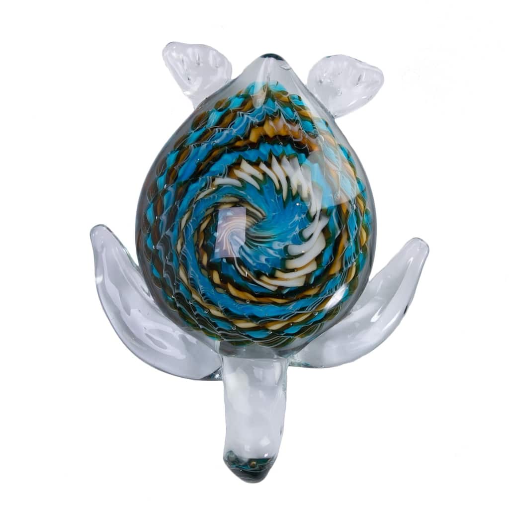 Blue/Brown Swirl Turtle Glass