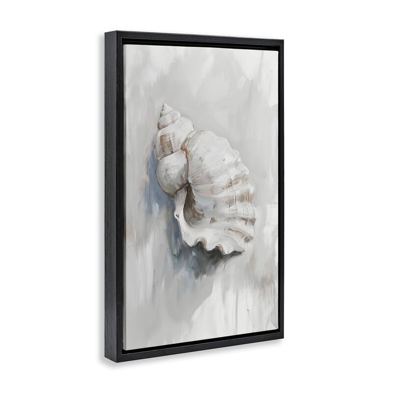 Stupell Neutral Curved Seashell Framed Floater Canvas Wall Art Design By Ramona Murdock
