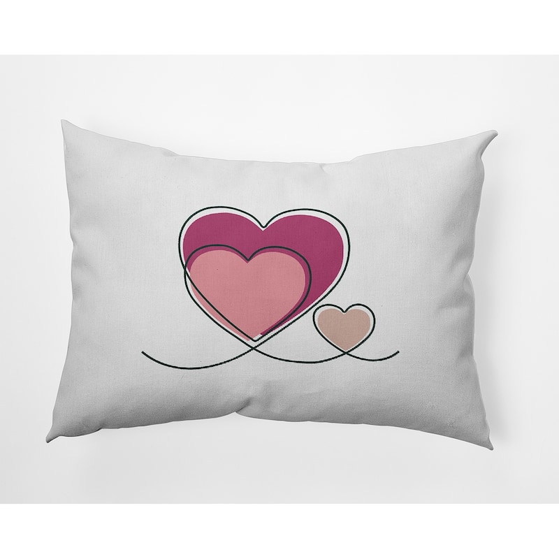 Hearts With Outlines Valentines Day Accent Pillow - 14" x 20" - Pink Icing