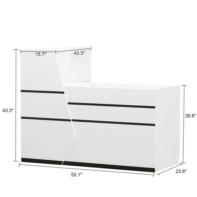 55.1"W x 43.3"H Reception Desk with Lockable Drawer 2 Appearances