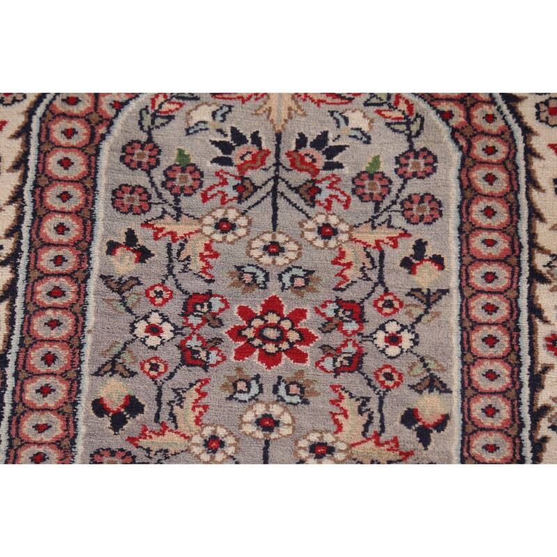 Floral Red Kashan Indian Area Rug Handmade Wool Carpet - 6'1"x 9'4"