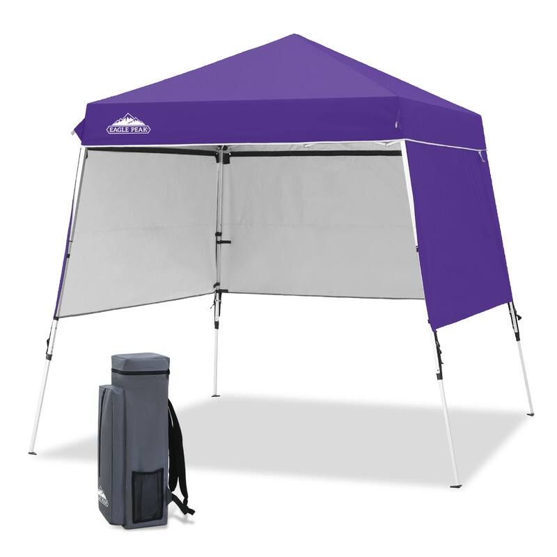 EAGLE PEAK Day Tripper 8x8 Aluminum Super-Lightweight Slant Leg Pop Up Canopy with 3 Removable Walls, Blue