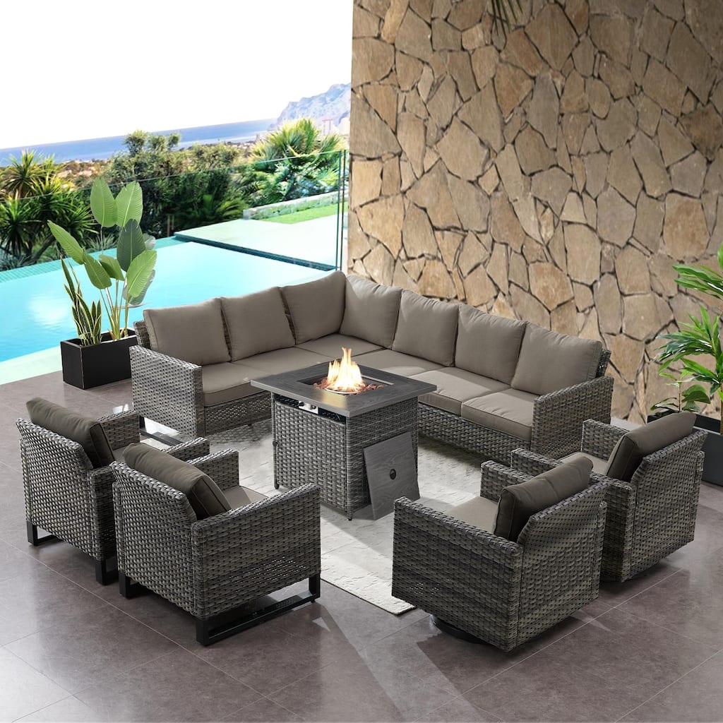 Fire Pit Table with Patio Sofa Swivel Chair Sets