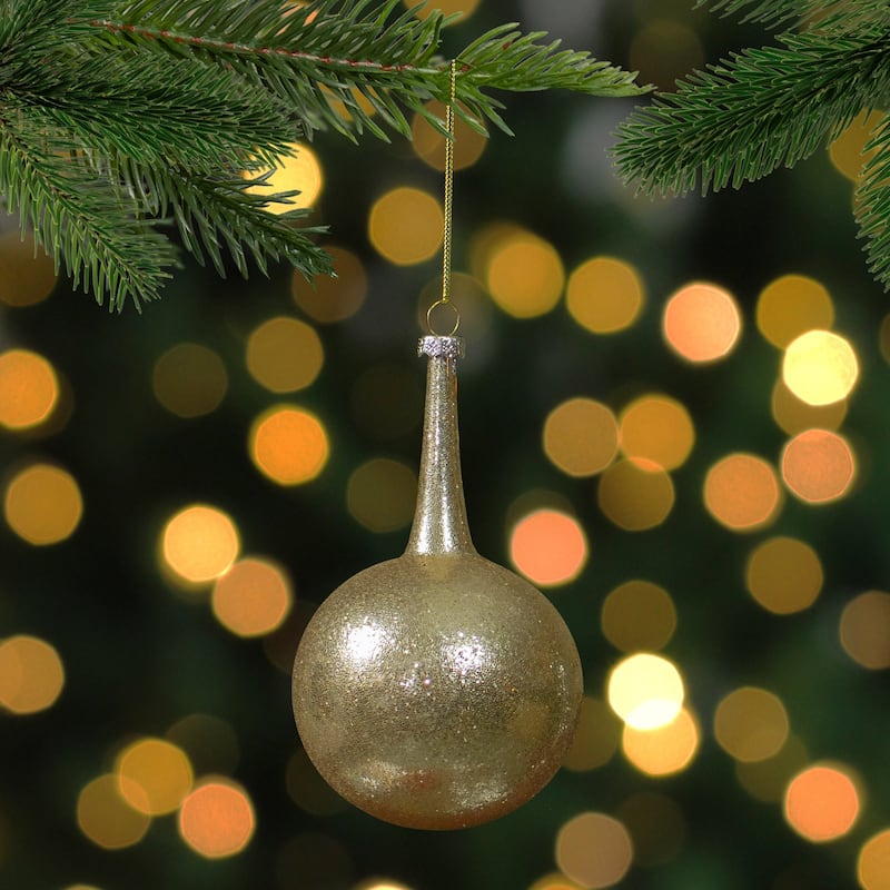 5.5" Glitter Teardrop Ball Glass Christmas Ornament