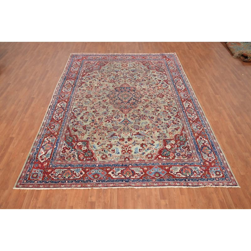 Hand Knotted Oriental 100% Wool Carpet Traditional Floral Green Mahal Area Rug - 11' 9'' X 8' 11''