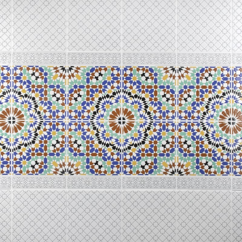 Merola Tile Sevillano Listello Estrella White 2" x 7-7/8" Ceramic Wall Trim - (1 Tile)