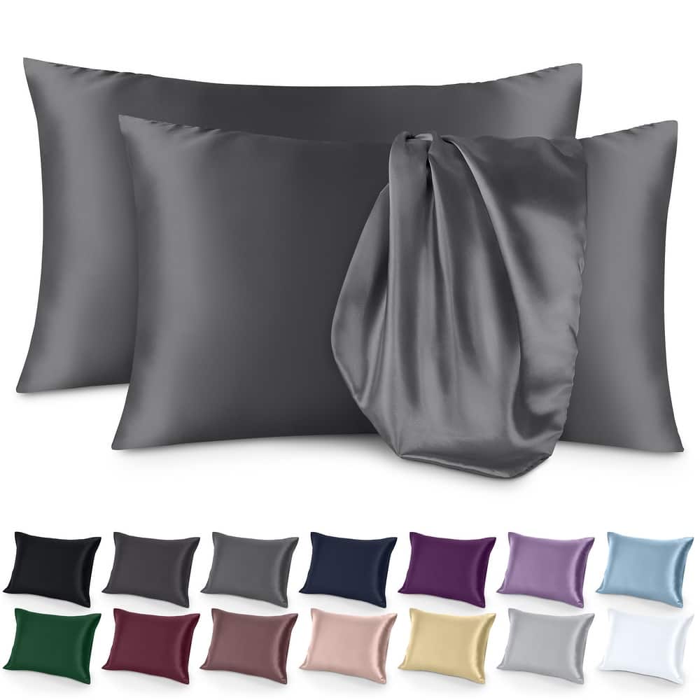 Bare Home Poly Satin Pillowcase Set for Hair and Skin (Set of 2)