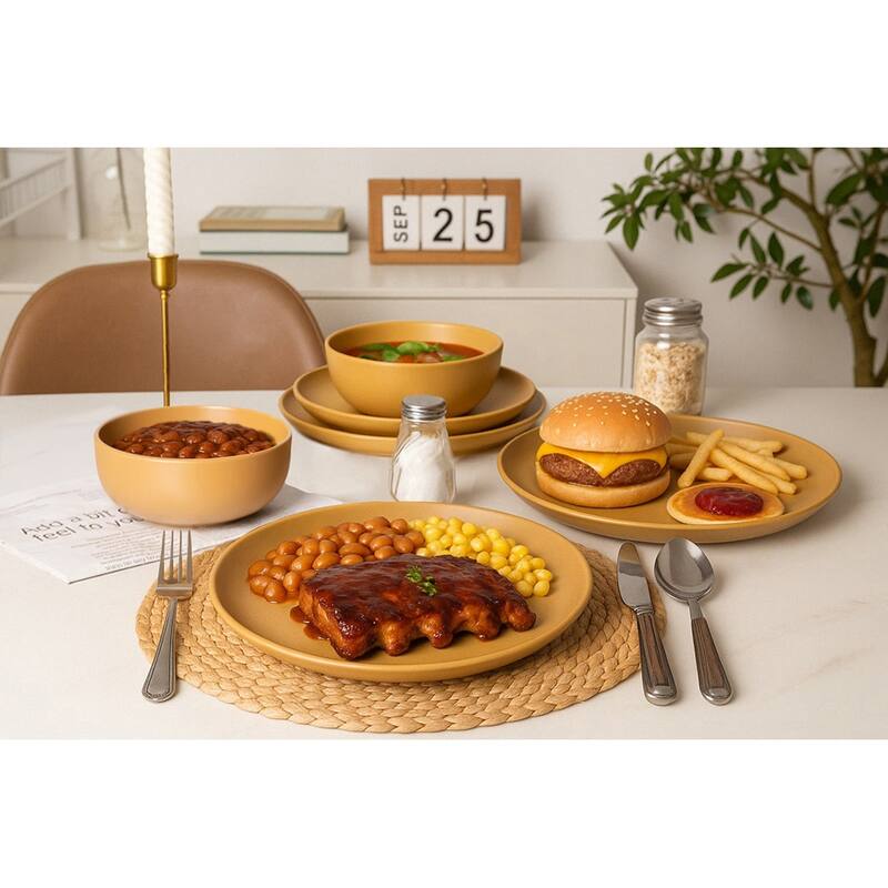 12PCS Stoneware Dinnerware Set, Microwave Dishwasher Safe Stackable