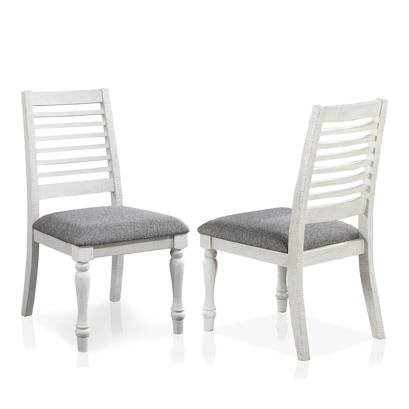 Ionessa Rustic Farmhouse White Ladderback Dining Chairs (Set of 2) by Furniture of America - Antique White