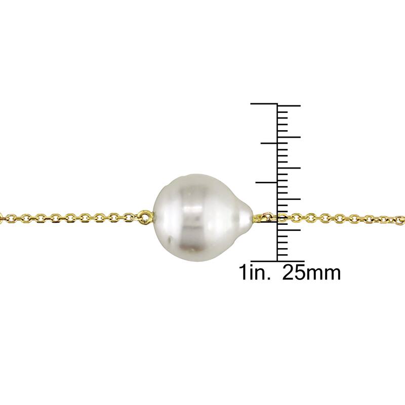 Miadora 12mm South Sea Pearl Tin Cup Necklace on 14k Yellow Gold Cable Link Chain
