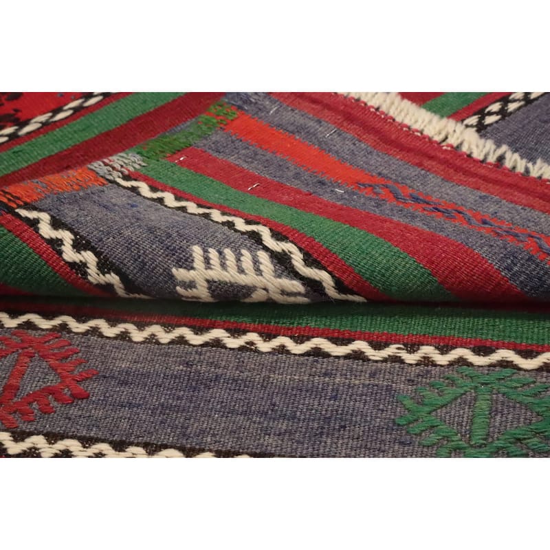 Hand Woven Oriental 100% Wool Carpet Southwestern Tribal Red Kilim Area Rug - 12' 0'' X 6' 5''