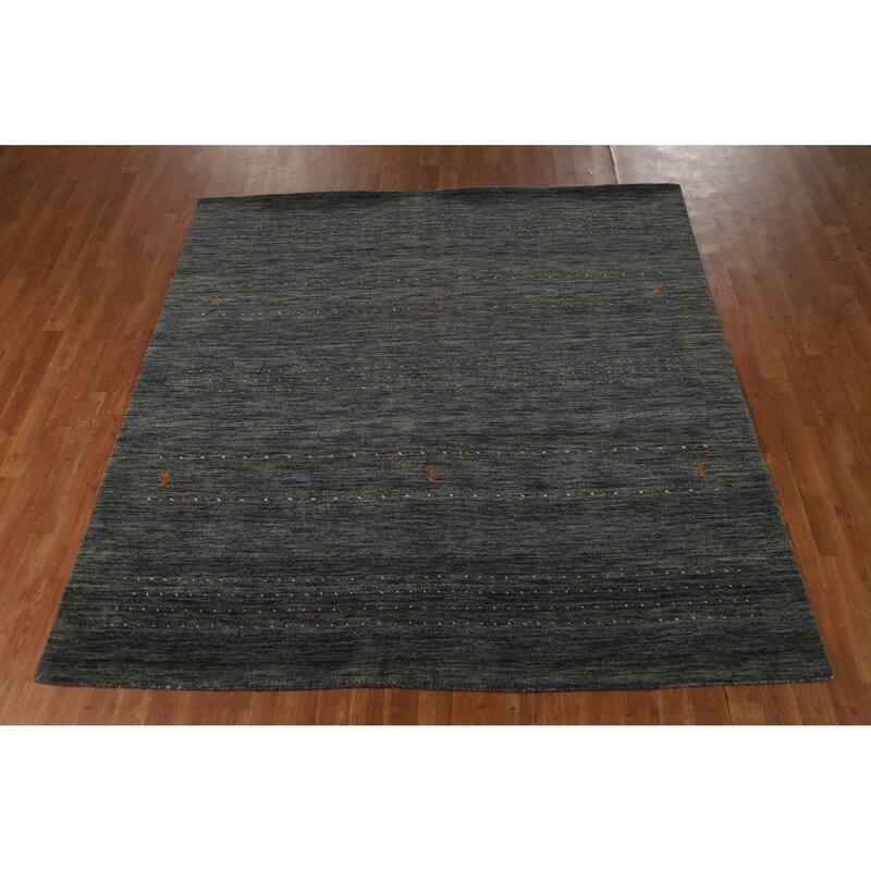 Gabbeh Indian Square Area Rug Hand-Knotted Wool Carpet - 6'7" x 6'9"