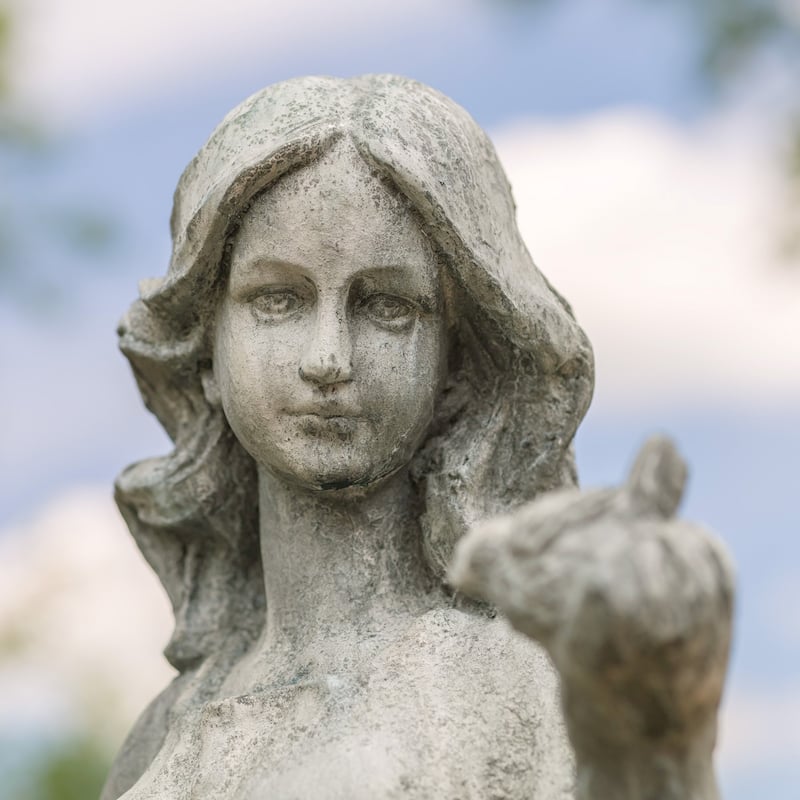 38" Standing Girl with Bird Statue