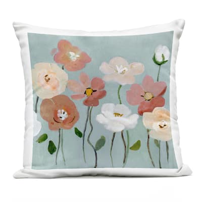 Stupell Boho Blooms on Blue Printed Outdoor Throw Pillow Design by Charity Henderson