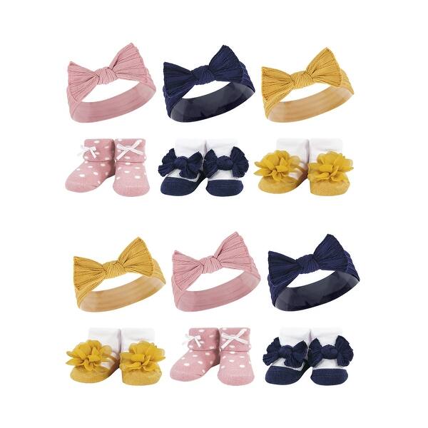 slide 1 of 1, Hudson Baby Infant Girl 12Pc Headband and Socks Giftset, Blush Navy, One Size - Blush Navy Blush Navy - One Size
