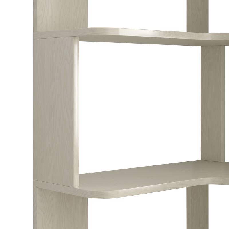 GDFStudio - Elysande Wood Corner Bookcase with 6-Tier Anti-Fall Design