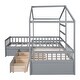 preview thumbnail 7 of 16, Twin Size L-Shaped House Platform Bed With Three Storage Drawers,Sturdy Frame For Bedroom