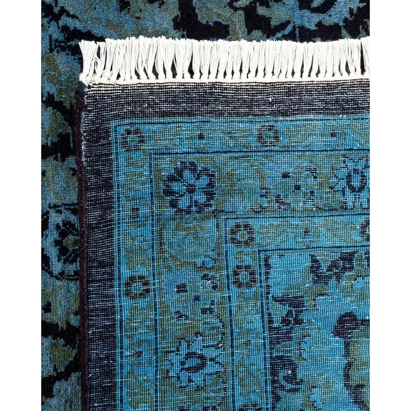 Overton Hand Knotted Wool Vintage Inspired Modern Contemporary Overdyed Black Area Rug - 10' 0" x 13' 10"