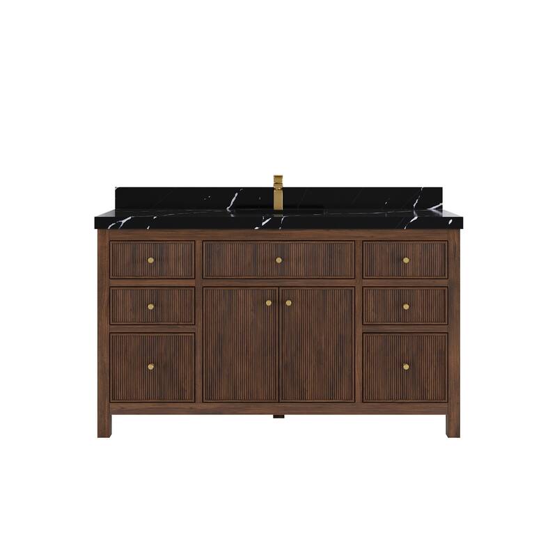 Willow Collections 60 in. W x 22 in. D Sonoma Teak Wood Single Sink Bathroom Vanity with Countertop