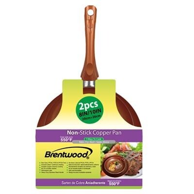 Brentwood Bfp-2810C 8-Inch And 10-Inch Non-Stick Induction Copper Frying Pan Set