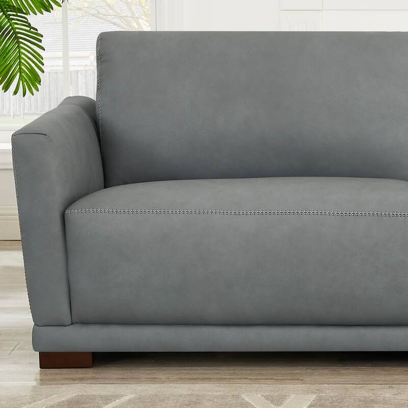 Hydeline Mary Top Grain Leather Sofa Couch Set with Memory Foam and Springs