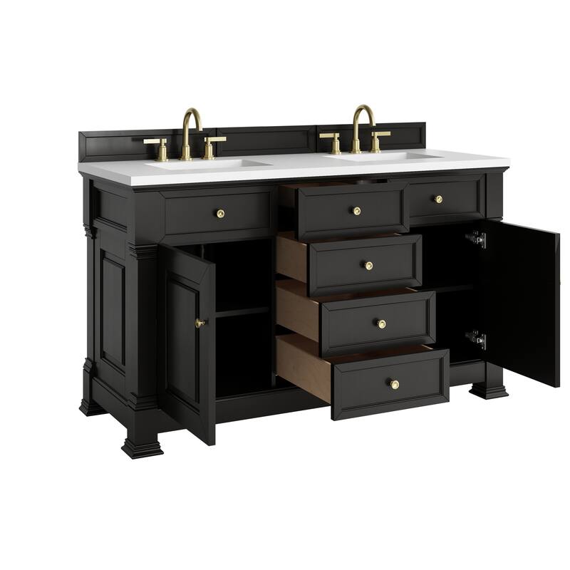 Brookfield 60D" Double Vanity, Black Onyx
