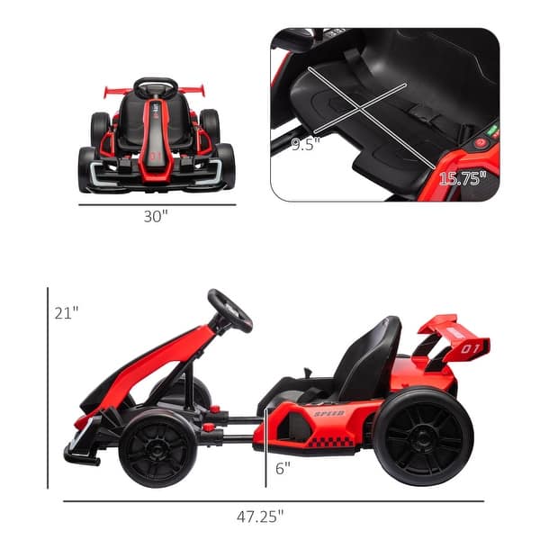Battery Powered Go Kart with Dual Motors, Adjustable Seat, and Slow Start