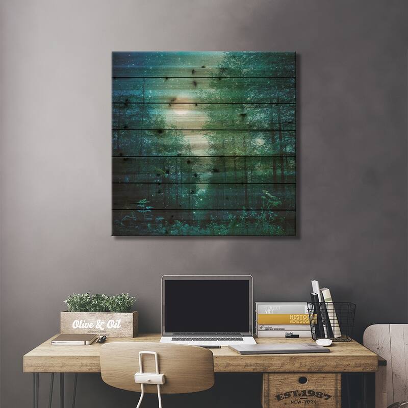 Enchanted Forest Print On Wood by Ros Berryman - Multi-Color