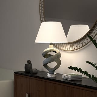 Infinity, 31" Grey Wash Faux Wood Resin Table Lamp (Single, Rustic Look)