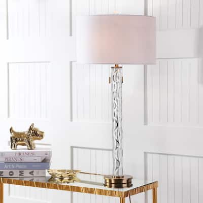 SAFAVIEH Lighting 37-inch Rayna Crystal/ Gold LED Table Lamp