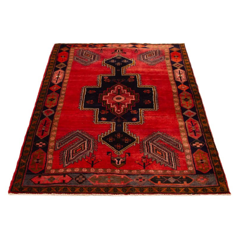 ECARPETGALLERY Hand-knotted Melis Vintage Red Wool Rug - 4'10 x 7'7