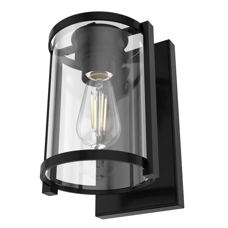 Hunter Astwood 1-Light Wall Sconce, Clear Glass, Damp-Rated, Bath or Hall Light - Contemporary, Transitional, Art-Deco