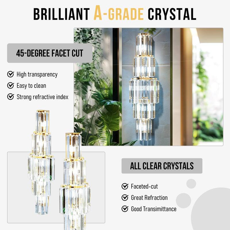 Sumptuous Triangular Prism Crystal Wall Sconce Bedside Lamp